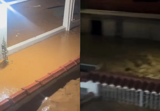 Morador filma casas submersas após temporal em Minas Gerais
