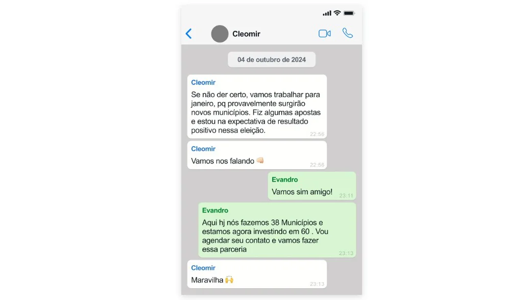 Nas conversas, Baldino afirma a um interlocutor que “já fez 38 municípios”
