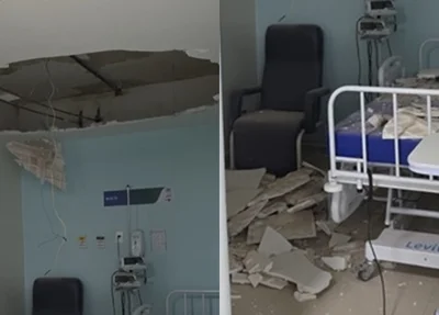 Parte do teto de sala do HGV caiu após infiltração