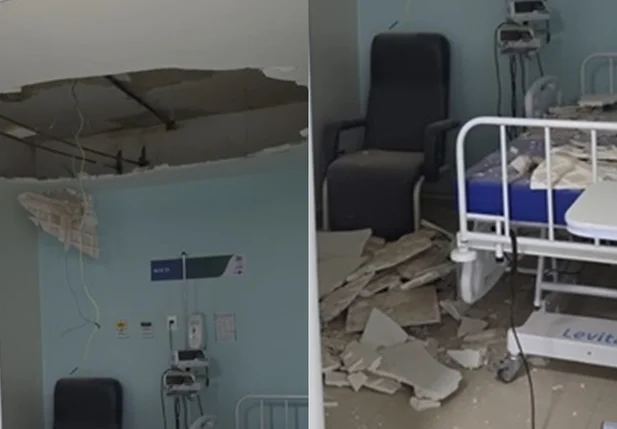 Parte do teto de sala do HGV caiu após infiltração