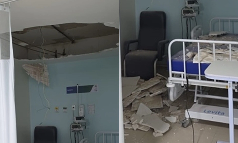 Parte do teto de sala do HGV caiu após infiltração