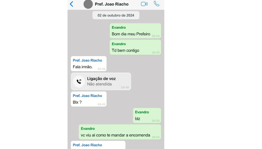 Segundo as mensagens, os pagamentos eram realizados por meio de depósitos em dinheiro