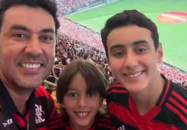 Thales Machado e os filhos, Benício e Miguel