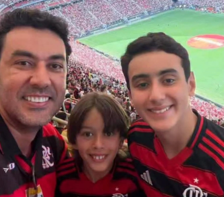Thales Machado e os filhos, Benício e Miguel