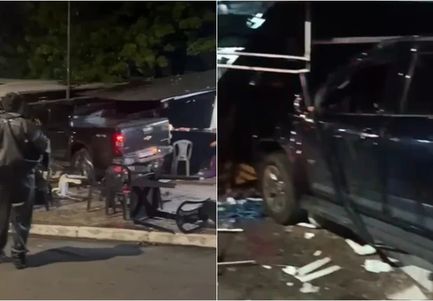 Três pessoas ficam feridas após picape perder o controle e invadir Praça dos Correios