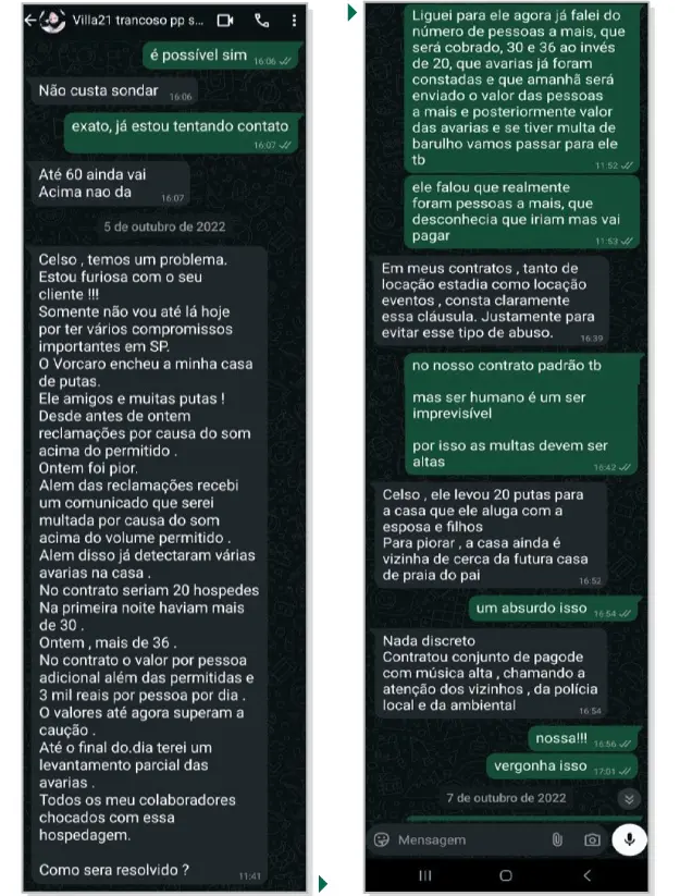 Troca de mensagens entre Sandra Habib e o corretor