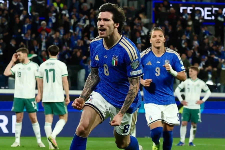 A Itália bateu a Irlanda do Norte por 2 a 0 e garantiu a classificação para o confronto final na repescagem europeia