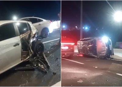 Acidente no viaduto da Miguel Rosa