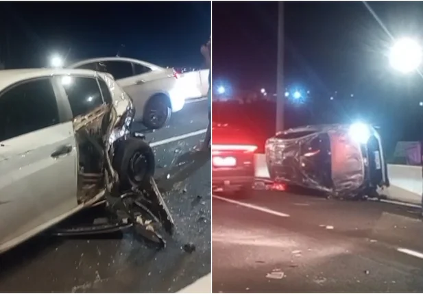 Acidente no viaduto da Miguel Rosa