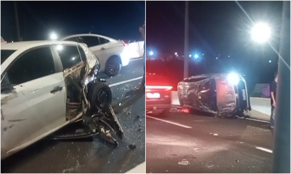 Acidente no viaduto da Miguel Rosa