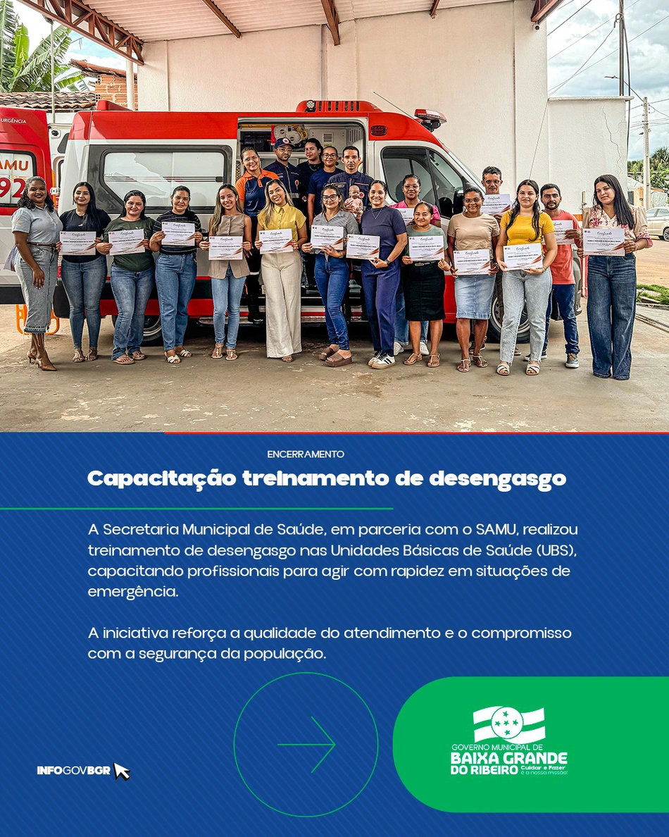 Capacitação fortalece atendimento de urgência nas UBS de Baixa Grande do Ribeiro