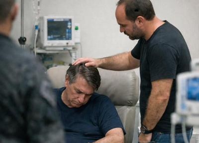Carlos Bolsonaro e Jair Bolsonaro no hospital