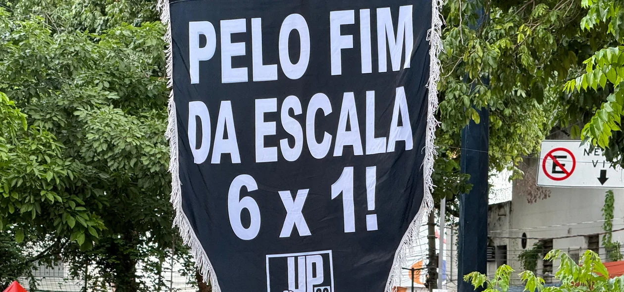 Cartaz pedindo o fim da escala 6x1
