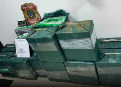 Cocaína apreendida pela PM em conjunto com a Polícia Federal