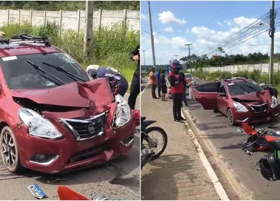 Colisão entre carro e moto no Vale do Gavião