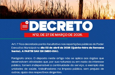 Decreto da Prefeitura de Baixa Grande do Ribeiro
