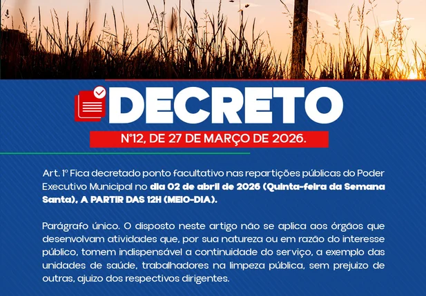 Decreto da Prefeitura de Baixa Grande do Ribeiro