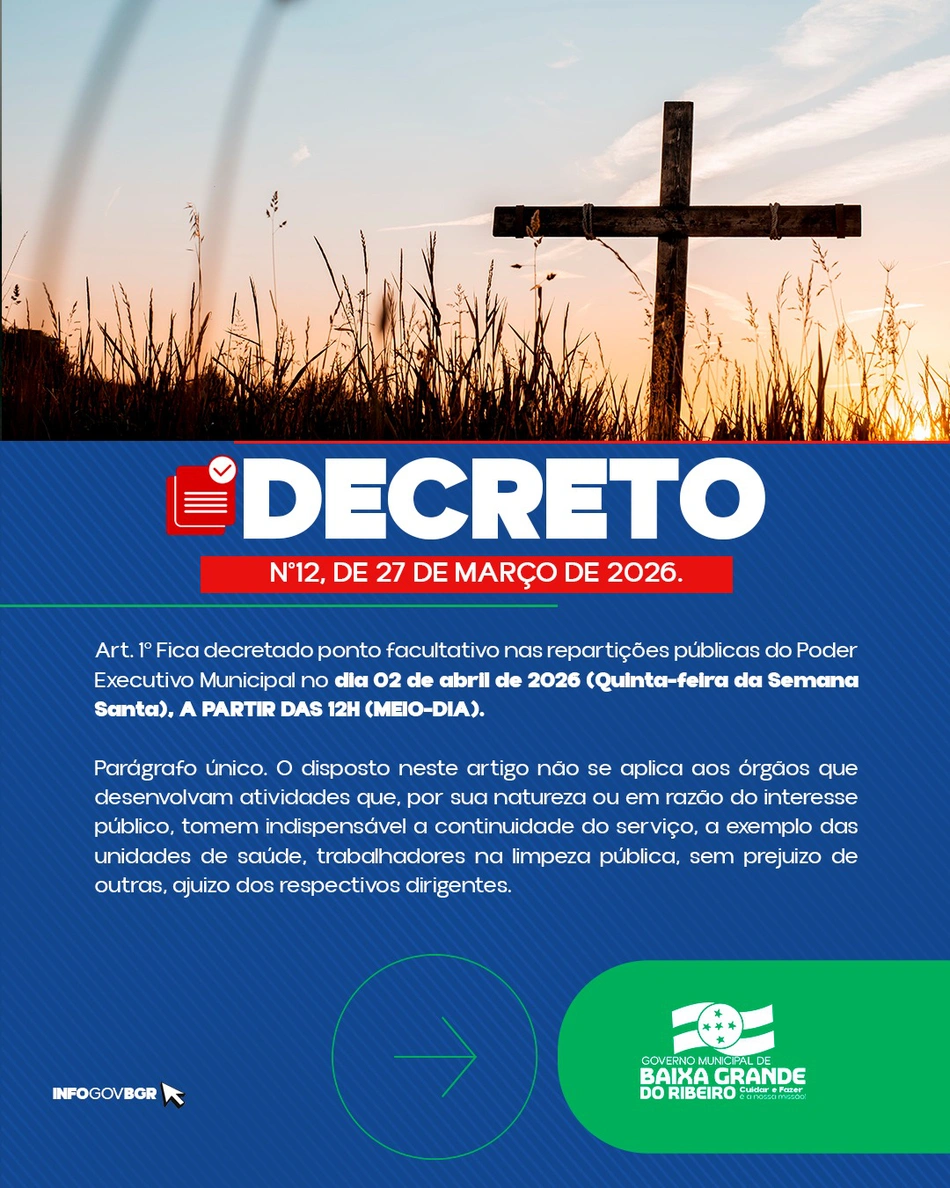 Decreto da Prefeitura de Baixa Grande do Ribeiro