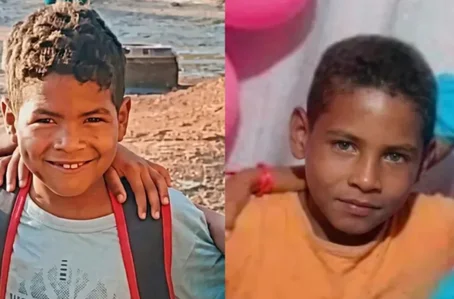 Dois irmãos identificados como Jandson, de 7 anos, e Jozilan, de 11 anos