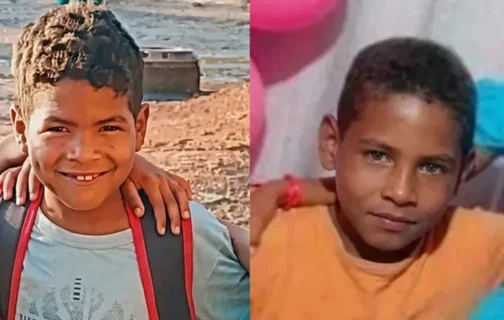 Dois irmãos identificados como Jandson, de 7 anos, e Jozilan, de 11 anos