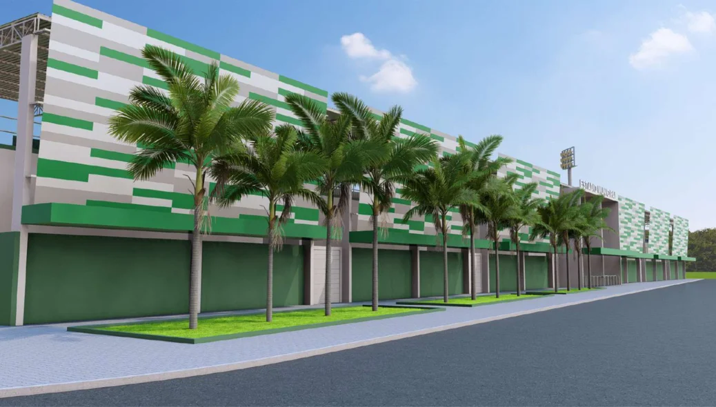 Fachada do novo estádio municipal