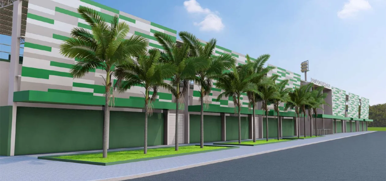 Fachada do novo estádio municipal