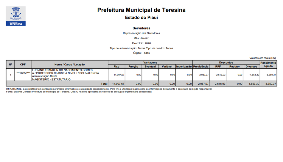 Luciano Franklin é professor da rede municipal de Teresina