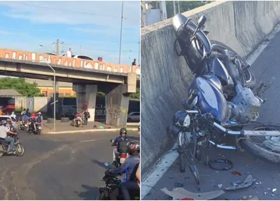 Motociclista caiu do elevado da Tabuleta após colidir na traseira de carro