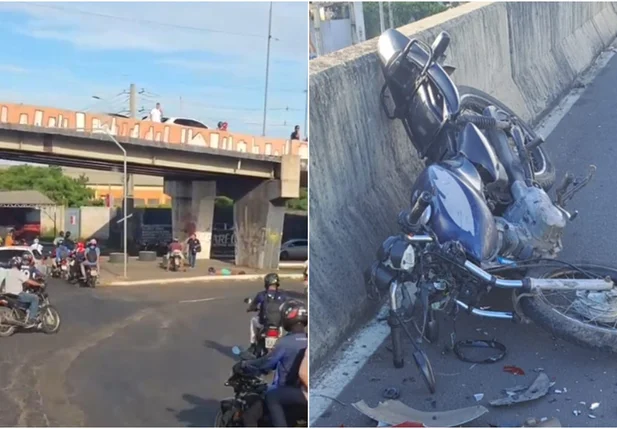 Motociclista caiu do elevado da Tabuleta após colidir na traseira de carro