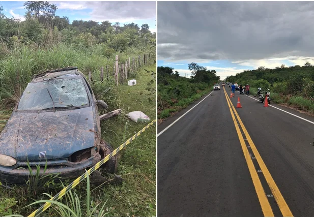 Motorista foi arremessado do carro após capotamento na PI 140 em Floriano