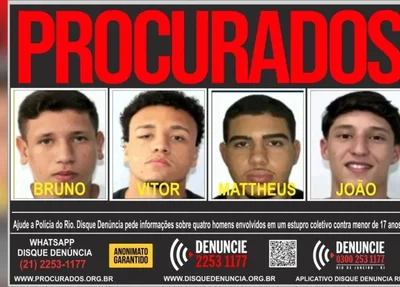 Polícia divulga a foto dos quatro jovens foragidos acusados de estuprarem adolescentes