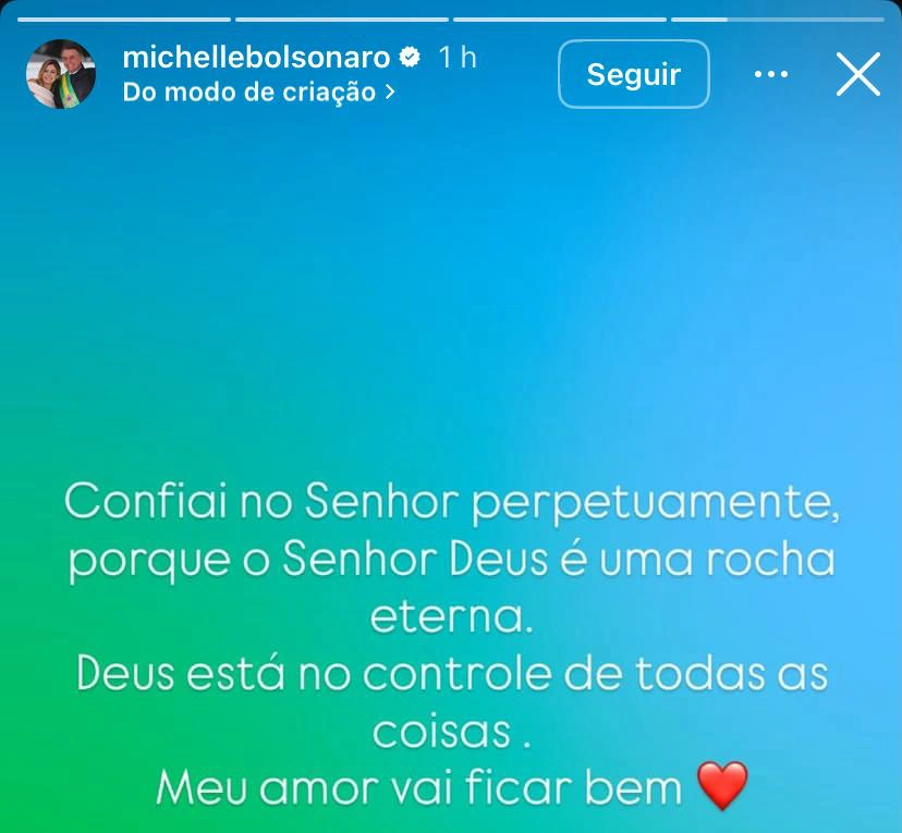 Postagem de Michelle Bolsonaro