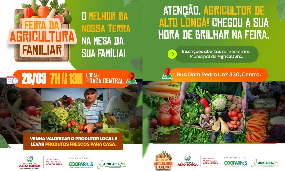Prefeitura de Alto Longá abre inscrições para a Feira da Agricultura Familiar