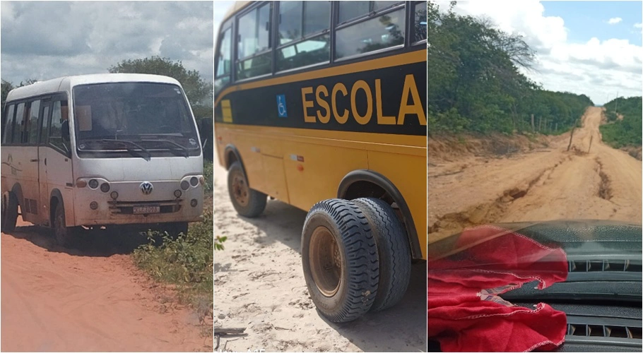 Transporte escolar e estrada em Campo Alegre do Fidalgo