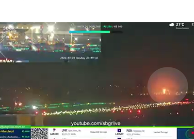 Trubina da Airbus A330-323, que operava o voo DL0104, explode após decolagem em Guarulhos.