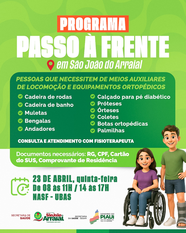 Ação do SUS garante acesso a equipamentos de mobilidade em São João do Arraial
