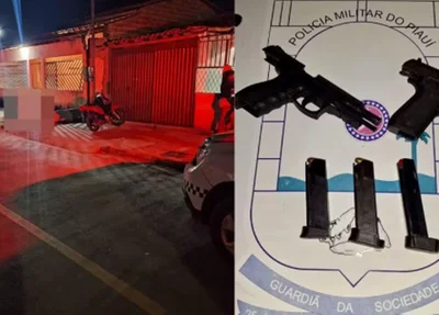 Armas de fogo apreendidas com o suspeito