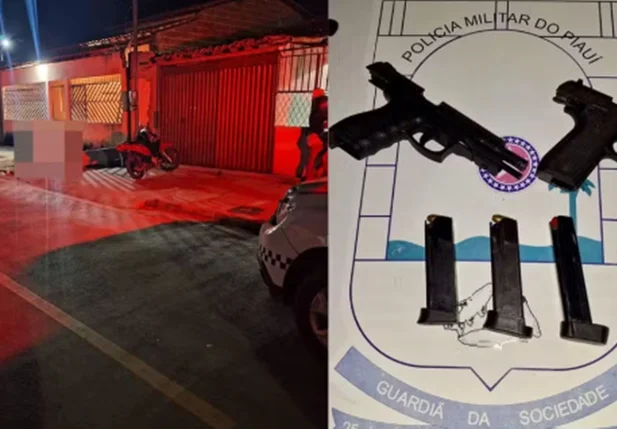 Armas de fogo apreendidas com o suspeito