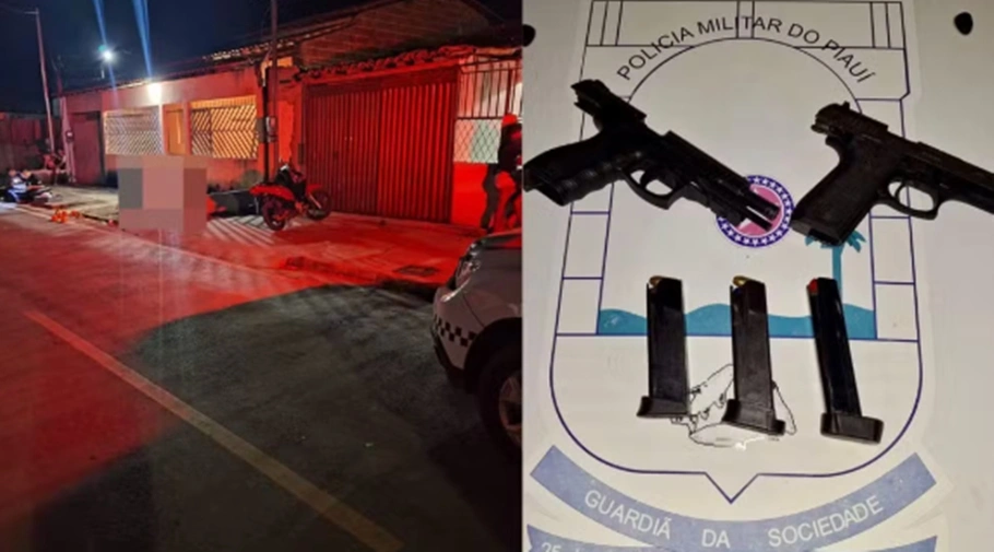 Armas de fogo apreendidas com o suspeito