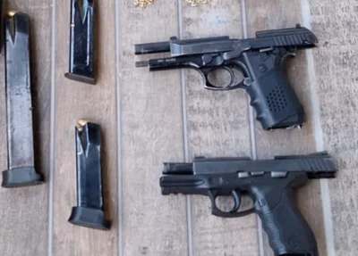 Armas de fogo apreendidas pelo DHPP, dentre elas pistola PT100 da PM-MA