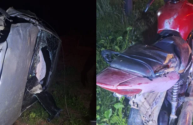 Colisão entre carro e moto deixa dois feridos na zona rural de Campo Maior