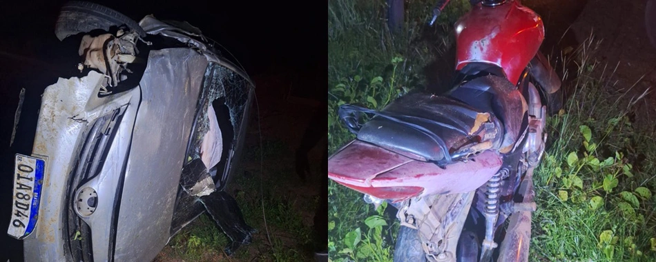 Colisão entre carro e moto deixa dois feridos na zona rural de Campo Maior