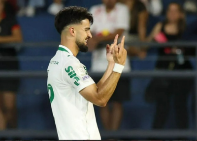 Flaco López comemora gol do Palmeiras contra o Bragantino