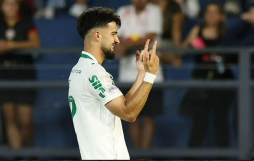 Flaco López comemora gol do Palmeiras contra o Bragantino