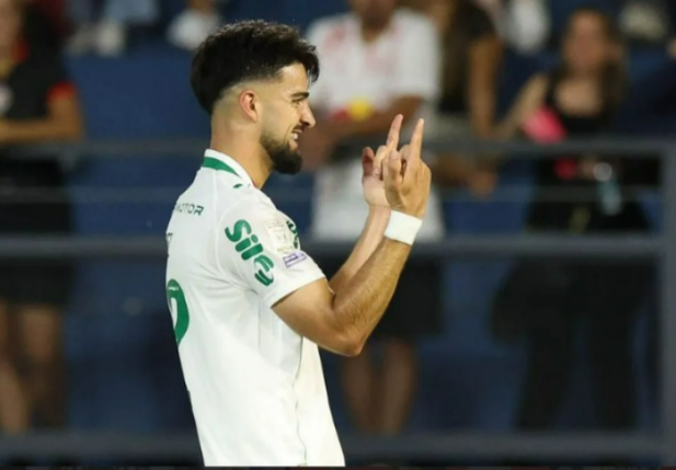 Flaco López comemora gol do Palmeiras contra o Bragantino