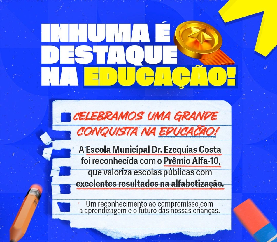 Inhuma se destaca na educação e conquista Prêmio Alfa-10
