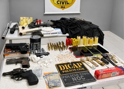 Material apreendido na operação da Polícia Civil em Timon