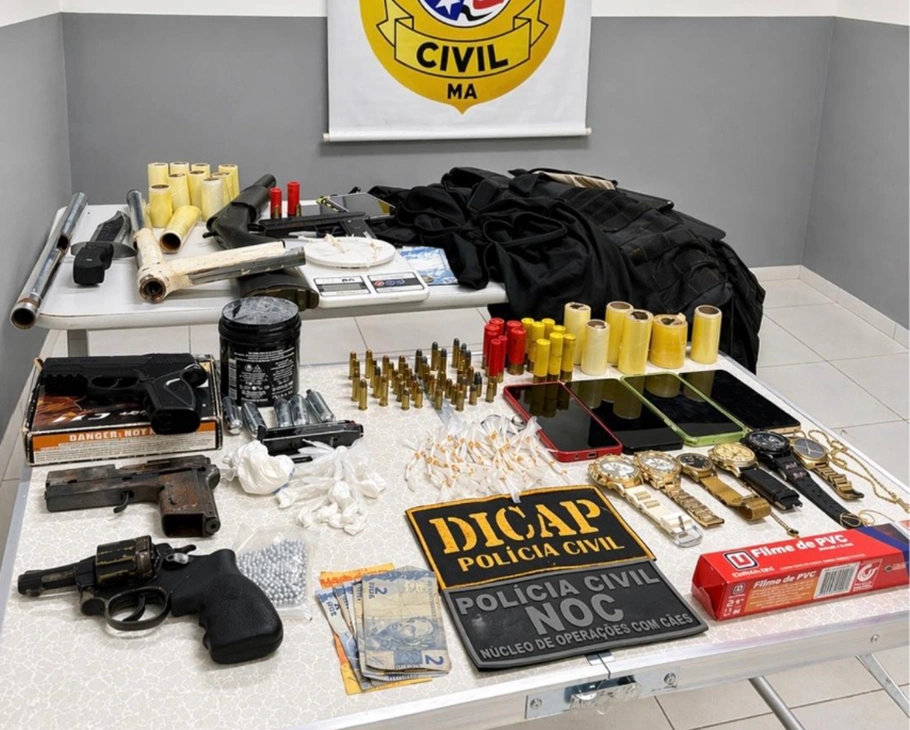 Material apreendido na operação da Polícia Civil em Timon