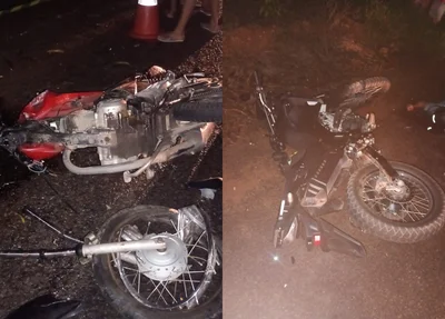 Motocicletas envolvidas no acidente na localidade David Caldas