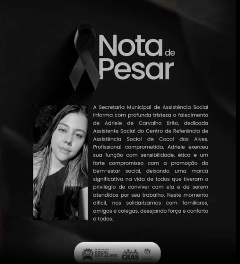 Nota de pesar Adriele de Carvalho Brito